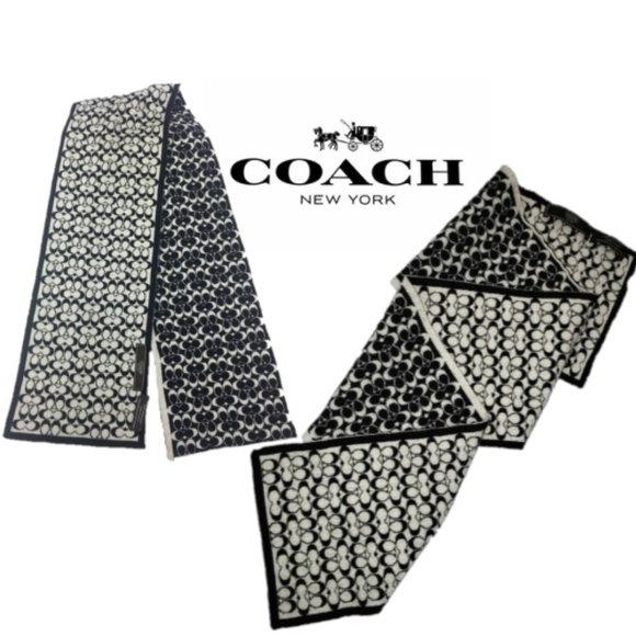 Coach | Accessories | Coach Black White Logo Wool Scarf  display picture 3